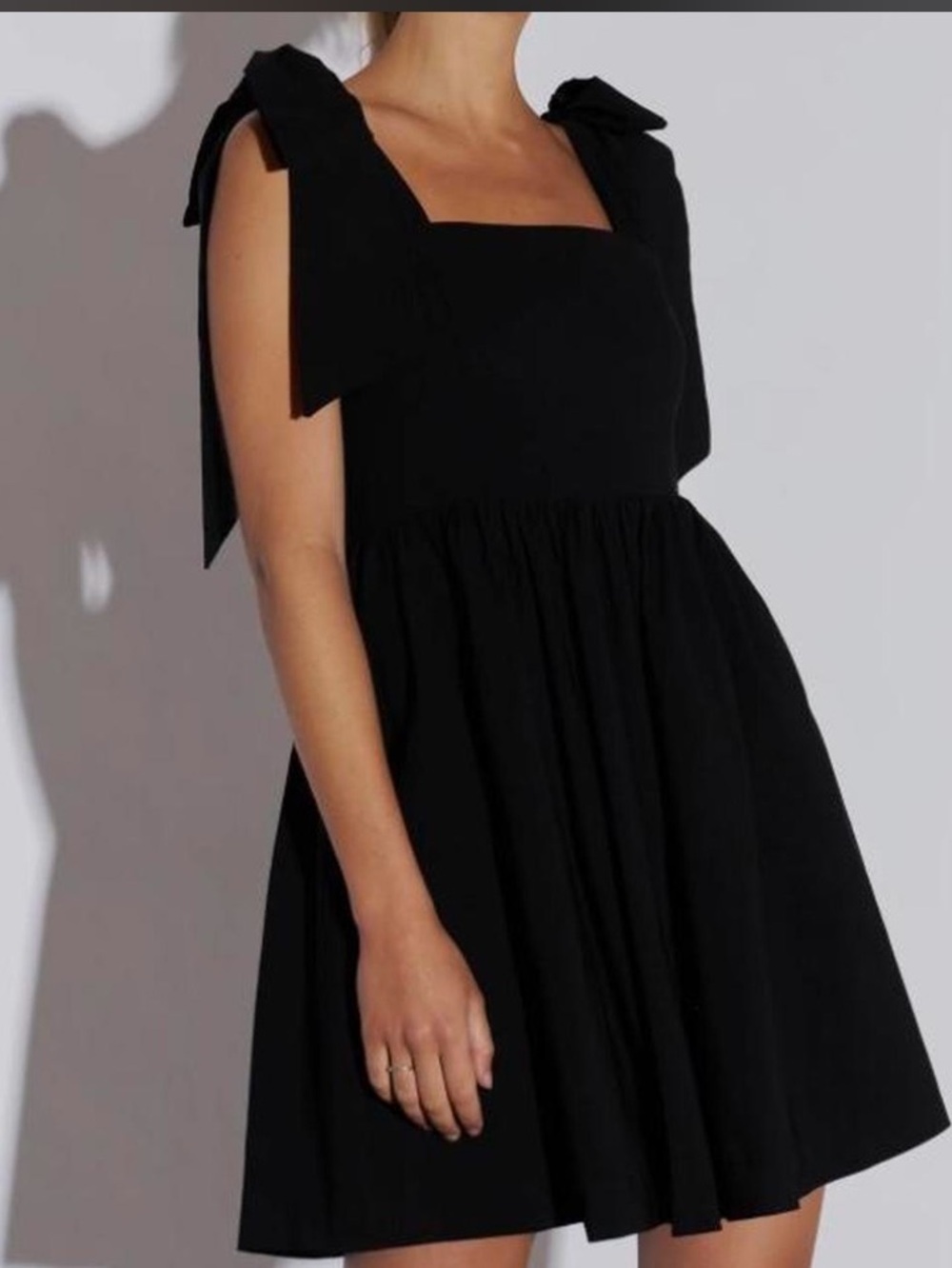 Endless Rose Bowed Square Neckline Black Dress